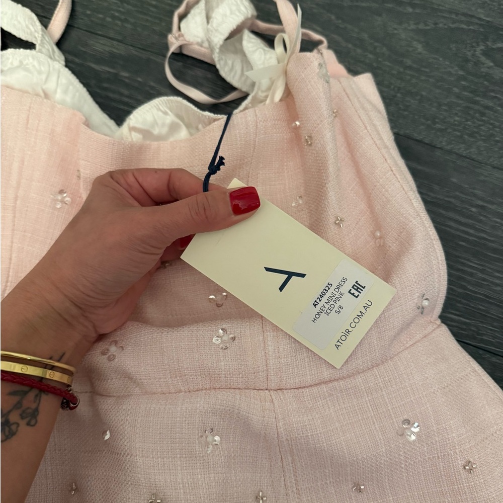 Aritzia Blush Dress with White Details